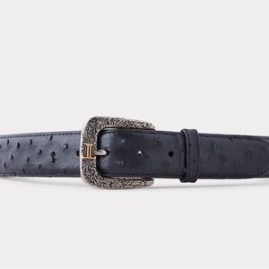Lucchese Black Full Quill Ostrich Leather Belt 36